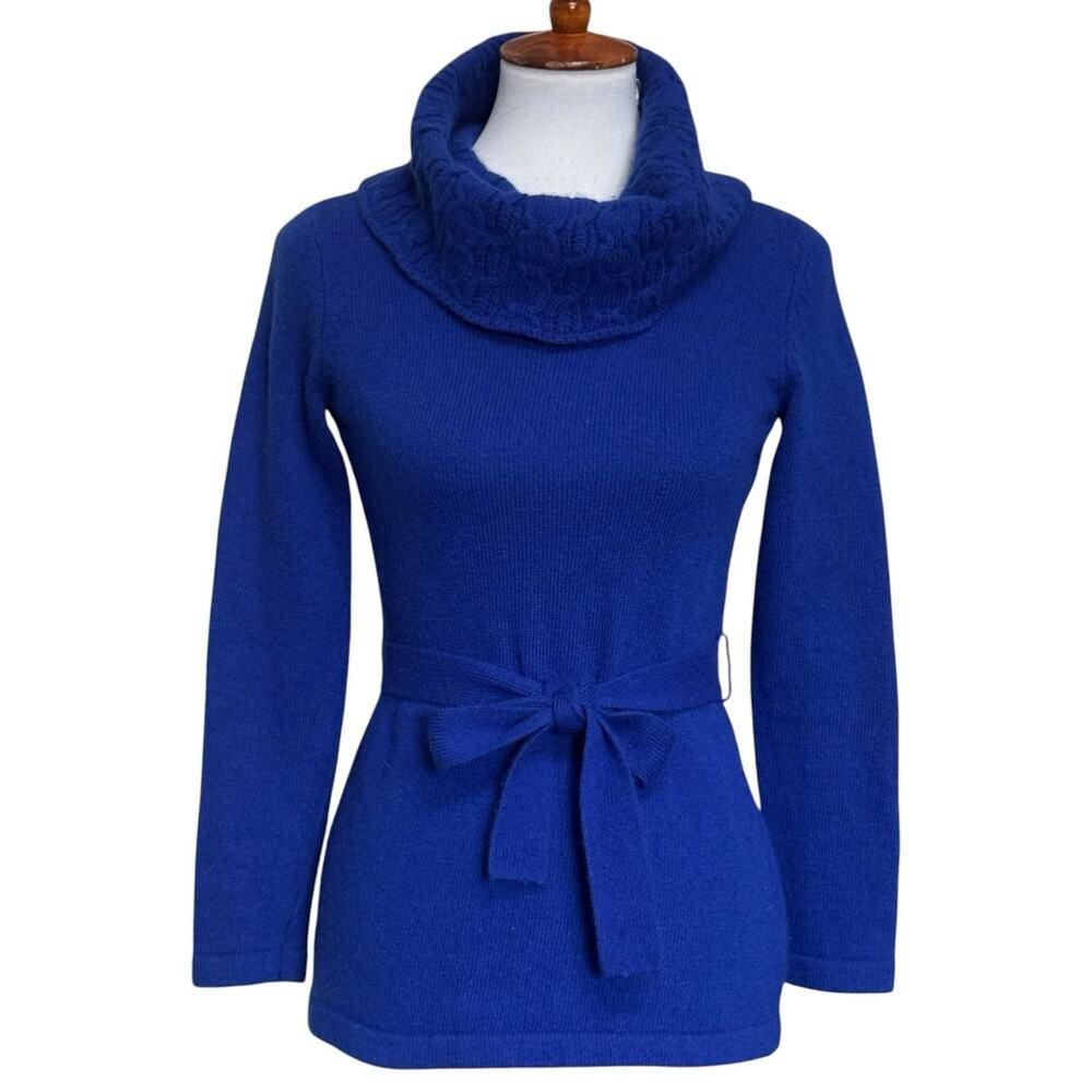 Marisa Christina Sweater Size Small Angora Rabbit Hair Wool Blend Blue Cowl Neck